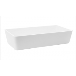 Lavabo de apoyo rectangular grande resina blanco