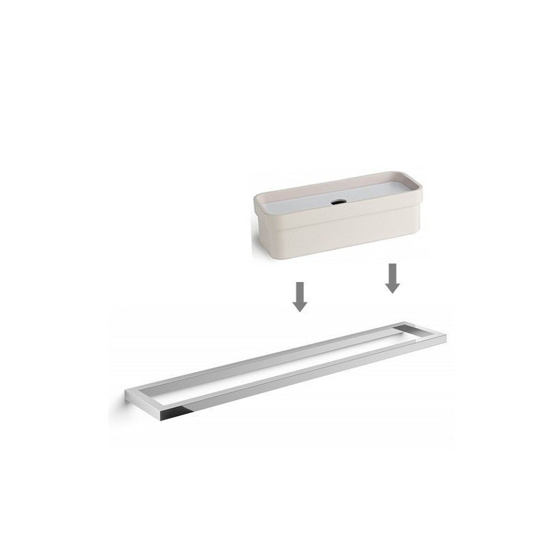 Toallero cromado + Caja Portaobjetos en blanco, accesorios de baño GRELA