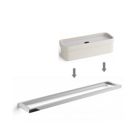 Toallero cromado + Caja Portaobjetos en blanco, accesorios de baño GRELA