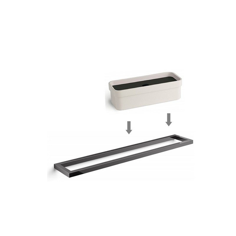 Toallero cromado negro + Caja Portaobjetos en blanco / negro, accesorios de baño GRELA