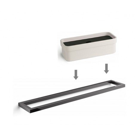 Toallero cromado negro + Caja Portaobjetos en blanco / negro, accesorios de baño GRELA