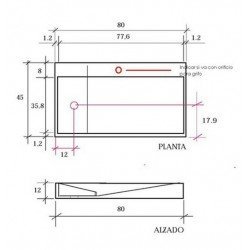 Lavabo Noah Smart 80 con Repisa