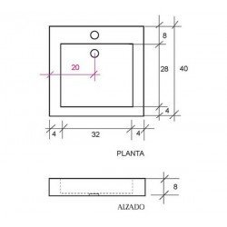 Lavabo Noah VON 40 cuadrado con repisa