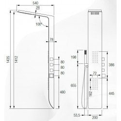 Columna ducha multifunción blanco y negro