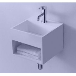 Lavabo de resina blanco compacto de pared 25 x 25