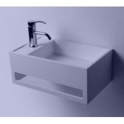 Lavabo de resina blanco de pared 50 x 30 con toallero