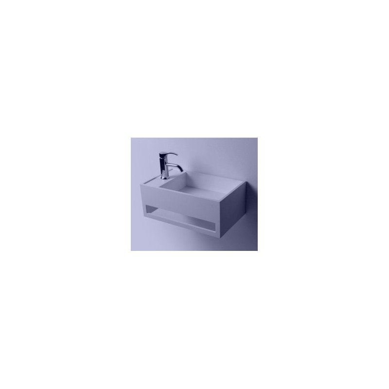 Lavabo de resina blanco de pared 50 x 30 con toallero