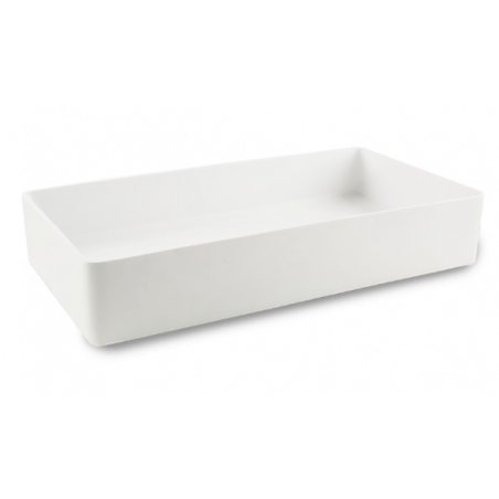 Lavabo de apoyo rectangular resina blanco